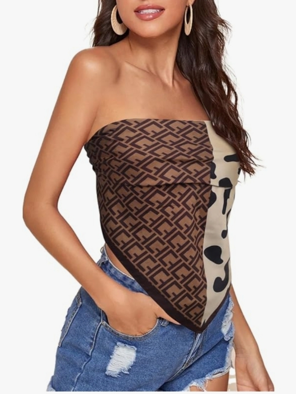 Last One! Brown and Cream Patterned Scarf